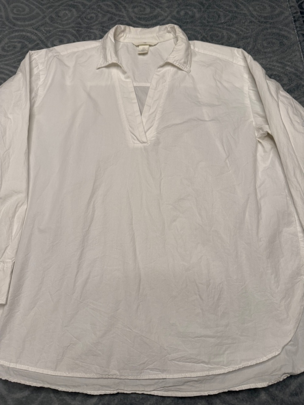 Womens H&M White Cotton Popover Shirt